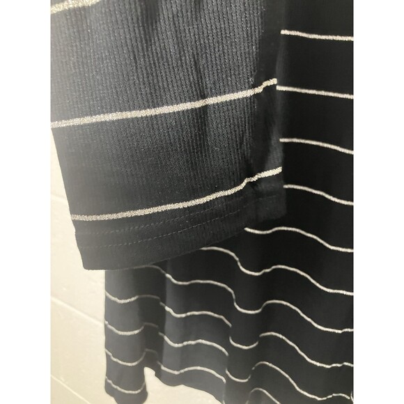 SERRA 2 Pack Ladies Ribbed Mock Neck Sweaters L Grey & Black Striped Shimmer - Picture 3 of 10